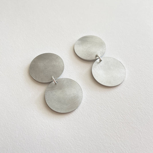 Silver Aluminium Double Dot Earrings