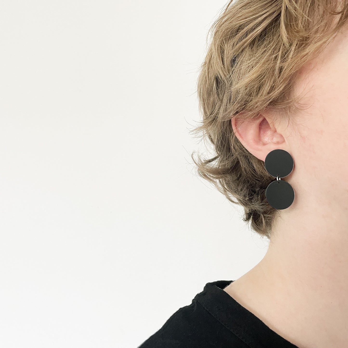 Black Double Dot Earrings