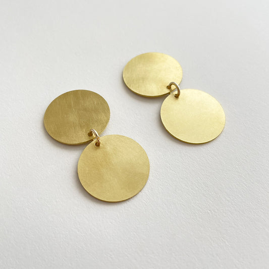 Brass Double Dot Earrings