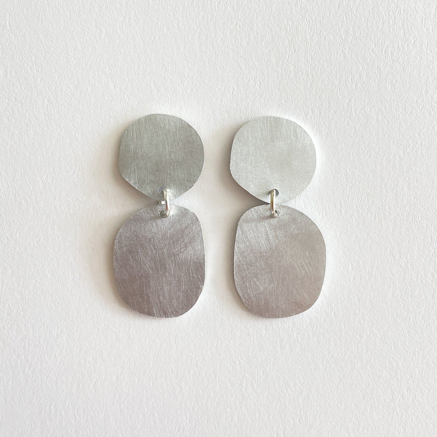 Silver Aluminium Cobble Earrings