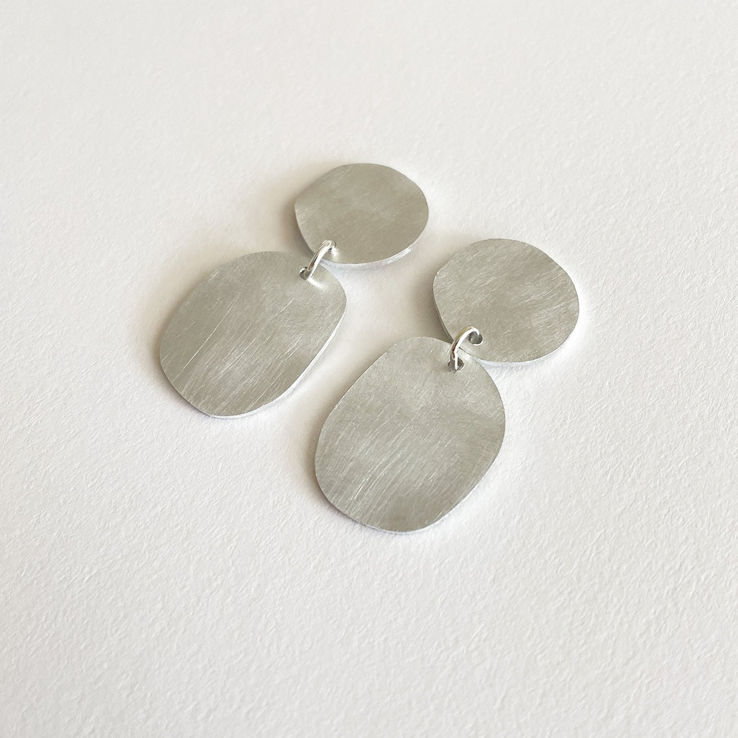 Silver Aluminium Cobble Earrings