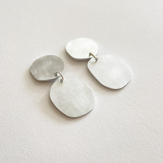 Silver Aluminium Cobble Earrings